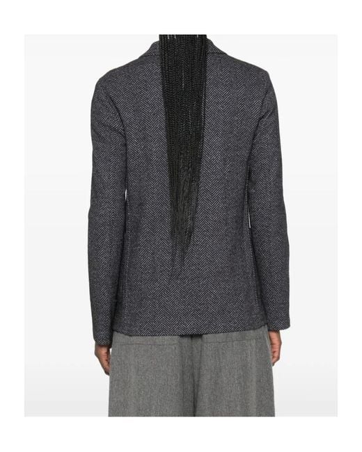 Harris Wharf London Gray Single-Breasted Herringbone Knit Blazer