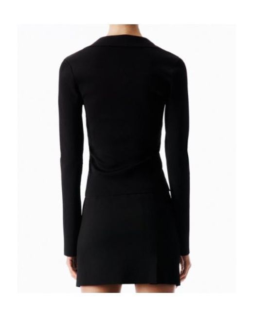 Alexander Wang Black Long-Sleeve Polo-Collar Blouse