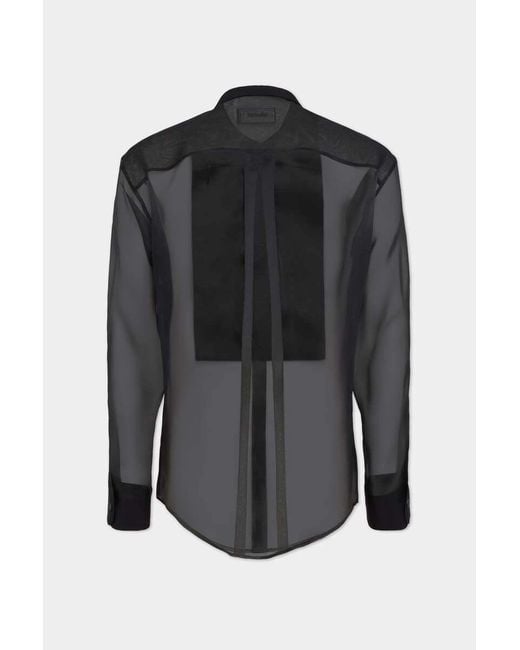 DSquared² Gray Semi-Sheer Long-Sleeved Shirt for men