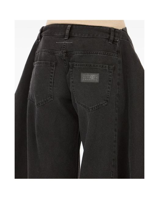 MM6 by Maison Margiela Black Wide-Leg Draped Jeans