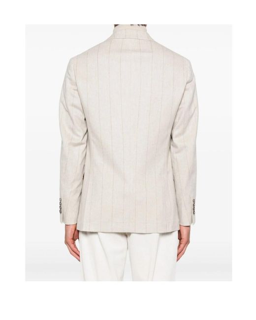 Brunello Cucinelli White Pinstripe Blazer for men