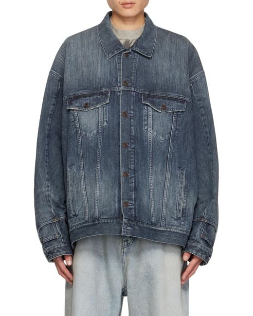 Balenciaga Blue Deconstructed Denim Jacket for men