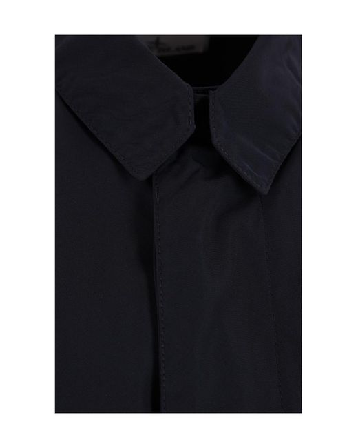 Stone Island Blue Compass-Badge Long-Sleeved Coat for men