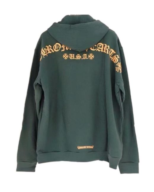 Chrome Hearts Green Hooded Sweatshirt With Lettering On The Back for men