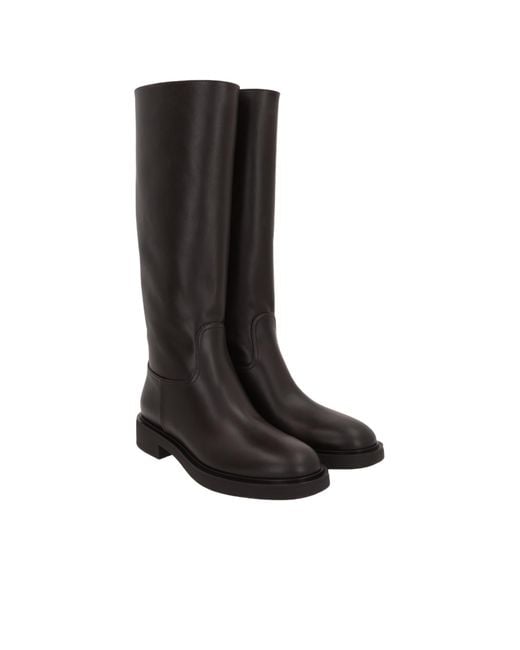 Gianvito Rossi Black Moka Round Toe Boots