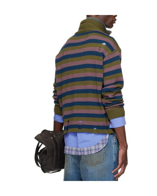 ANDERSSON BELL Black Double Striped Half-Zip Sweater for men