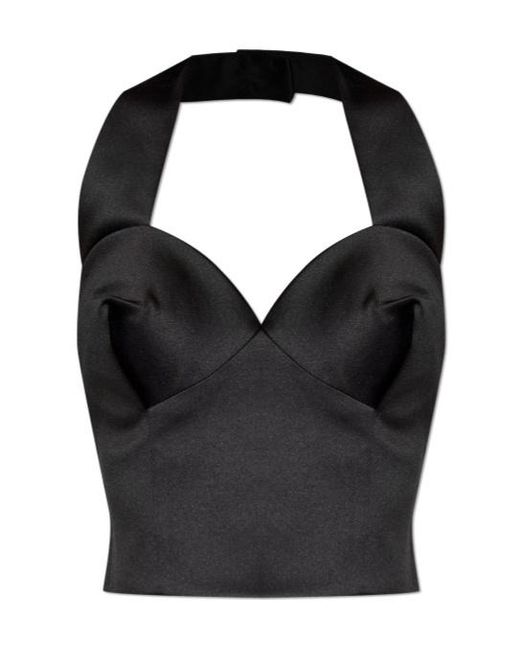 Marc Jacobs Black Sculpted Satin Halter Top