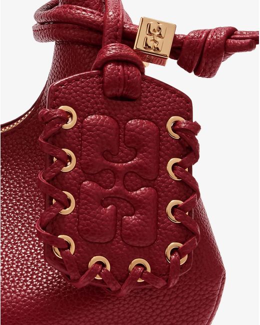 Ganni Red Grained Mini Hobo Bag