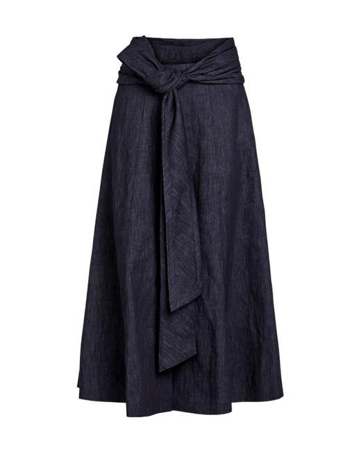 Gabriela Hearst Blue Cotton And Linen-Blend Midi Skirt