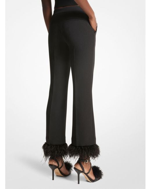 MICHAEL Michael Kors Black Feather Detailed Stretch Trousers