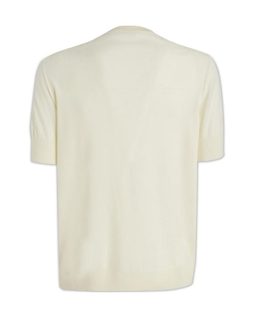 Jil Sander White Short Sleeved Crewneck Knitted T-Shirt for men