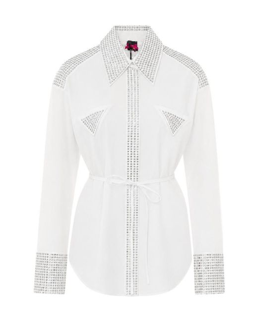 Pinko White Embellished Buttoned Shirt