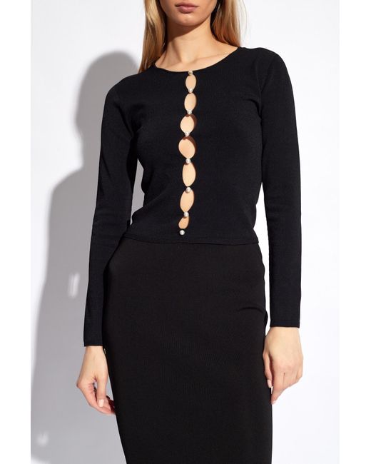 DSquared² Black Cut-Out Detailed Long-Sleeved Cardigan