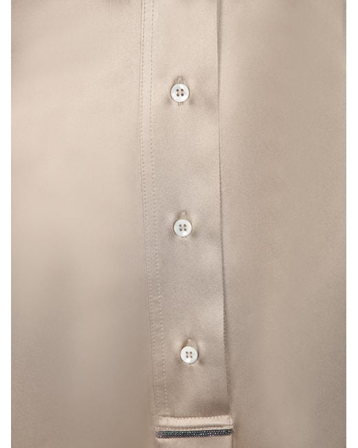 Brunello Cucinelli Gray Short-Sleeved Buttoned Blouse