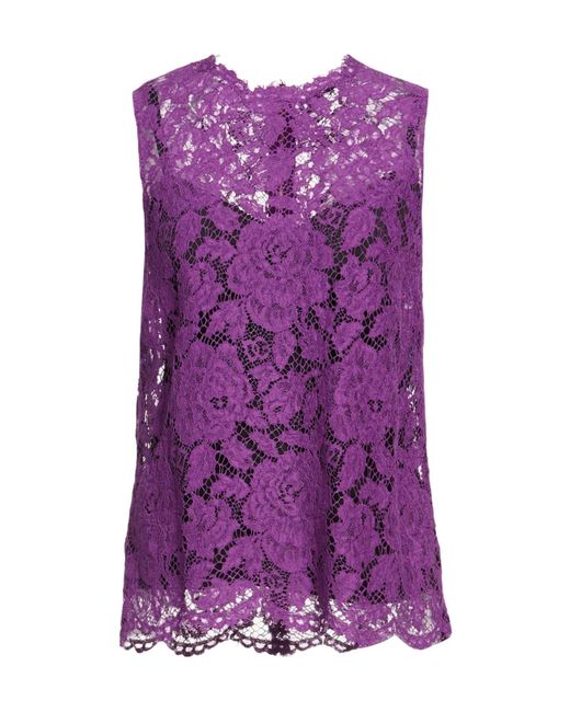 Dolce & Gabbana Purple Solid-Colored Sleeveless Lace Top