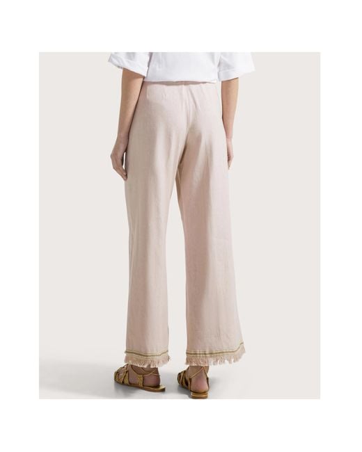 Seventy White Fringed-Detail Linen Trousers