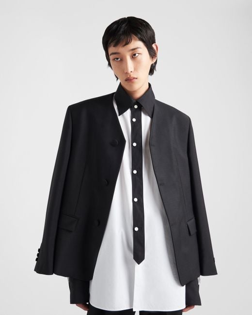 Prada White Button Down Straight Hem Shirt for men
