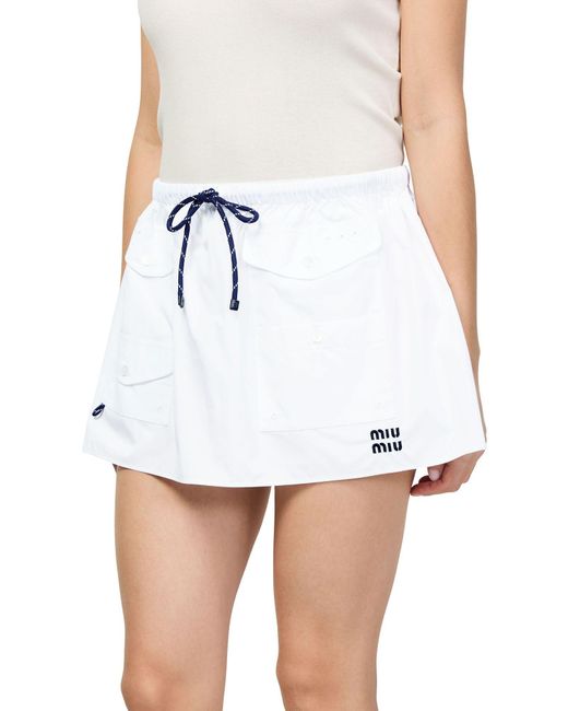 Miu Miu White Mini Skirt With Two Pockets