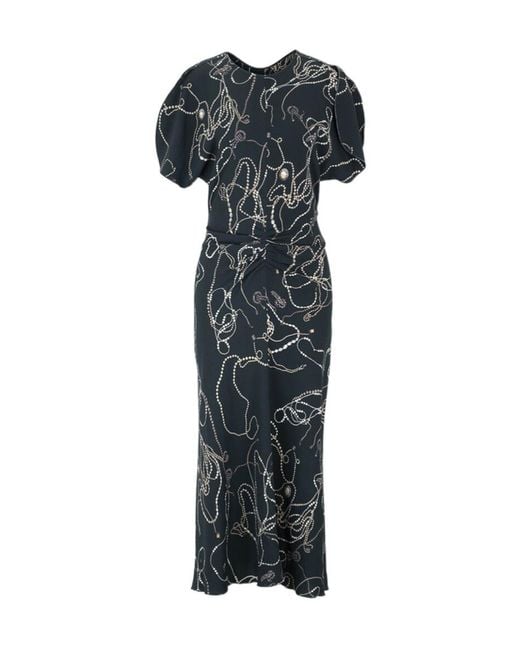 Victoria Beckham Black Printed Midi Dress