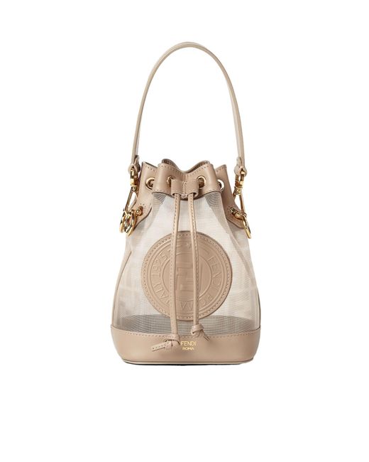 Fendi White Mon Tresor Drawstring Mini Bucket Bag