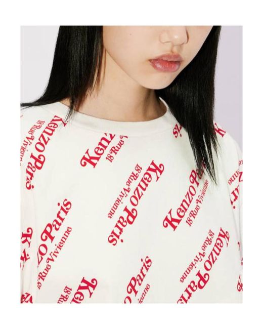 KENZO White All-Over Logo Printed Oversize T-Shirt for men