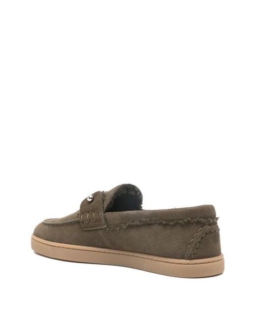 Christian Louboutin Brown Shearling-Trim Loafers
