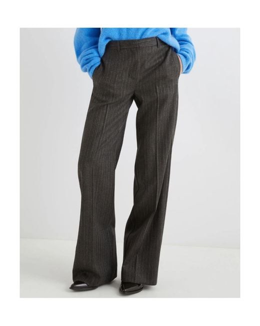 Marella Black Straight-Fit Pure Wool Trousers