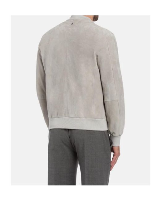 Dondup Gray Regular-Fit Suede Bomber Jacket for men