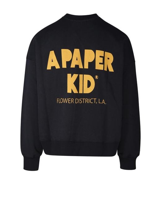 A PAPER KID Black Logo-Print Cotton Sweatshirt for men