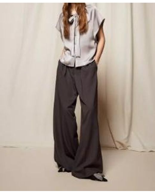 Twinset Gray Palazzo Pleats Trousers