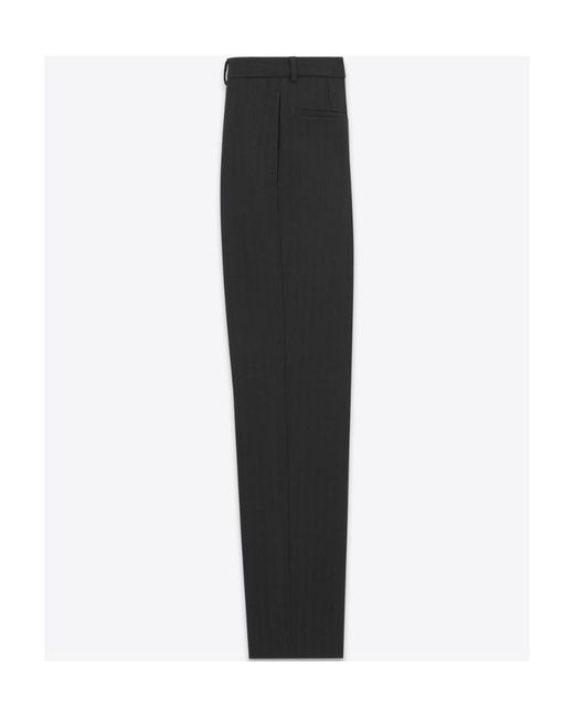 Saint Laurent Black Straight Leg Pinstripe Trousers for men