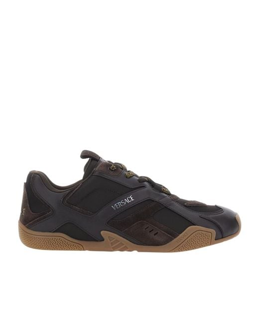 Versace Black Galaxia Panelled Lace-Up Sneakers for men