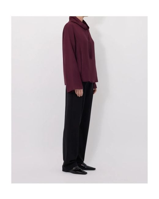 Loulou de Saison Purple Drawstring-Neck Wide-Sleeve Top