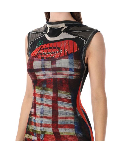 OTTOLINGER Red Printed Mesh Maxi Dress