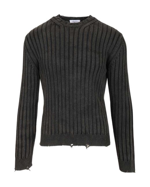 Off-White c/o Virgil Abloh Black Distressed Arrow Rib Knit Jumper for men