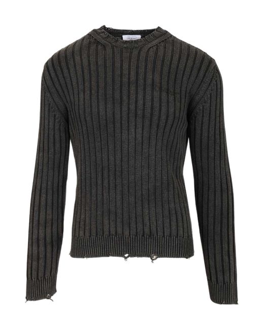 Off-White c/o Virgil Abloh Black Distressed Arrow Rib Knit Jumper for men