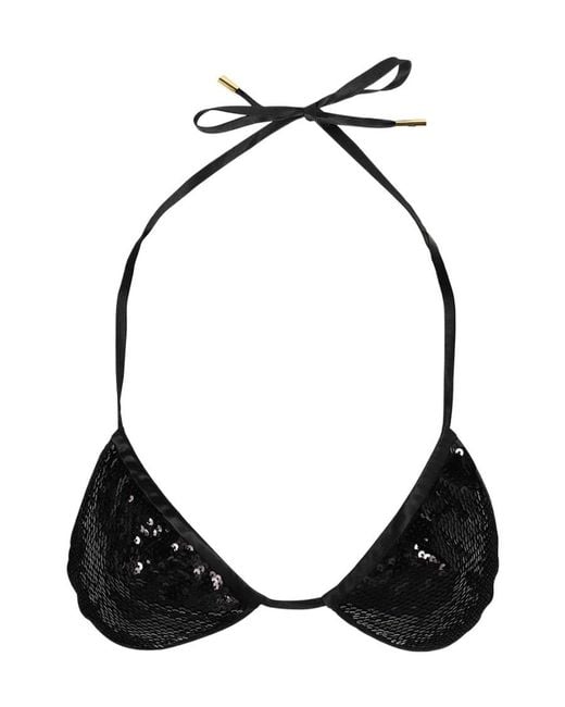 Tom Ford Black Sequined Triangle Bra