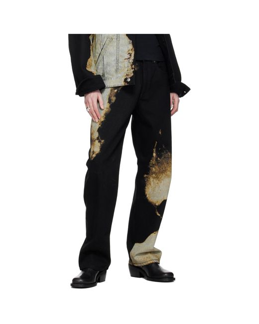 Alexander McQueen Black Abstract Print Jeans for men