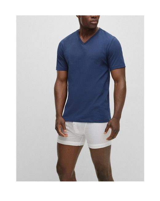 Boss Blue Simple V-Neck T-Shirt for men