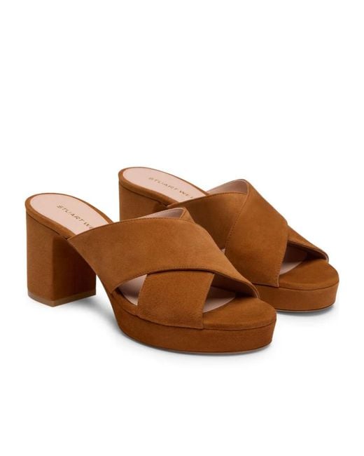Stuart Weitzman Brown Dayna Platform Slide