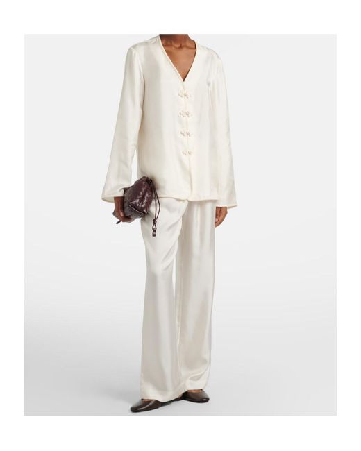 Rohe White Silk Wide-Leg Pants