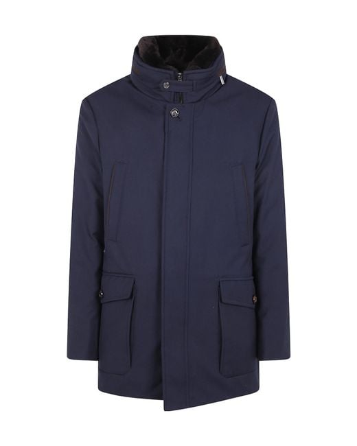 Moorer Blue Stand Collar Jacket for men