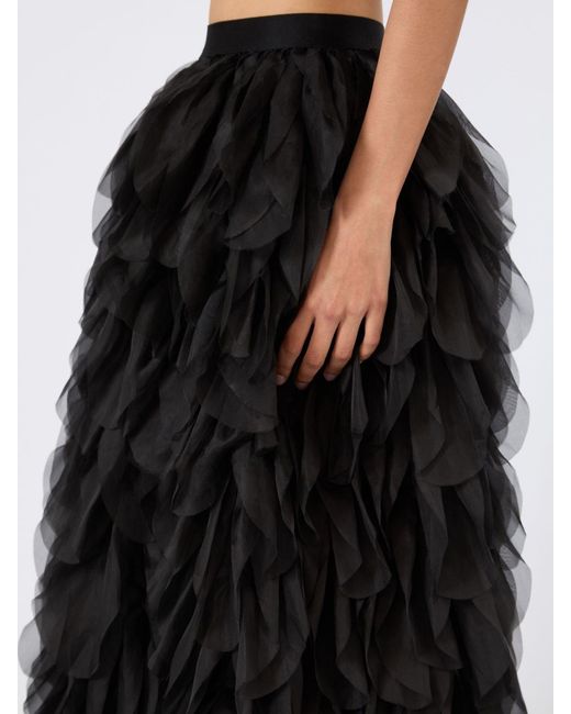 Max Mara Black Romana Tiered Ruffled Maxi Skirt
