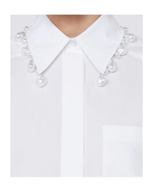 Sportmax White Spxcognac Bead-Trim Short-Sleeved Shirt