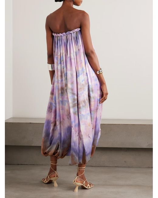 Zimmermann Purple Luna Pleated Print Jumpsuit