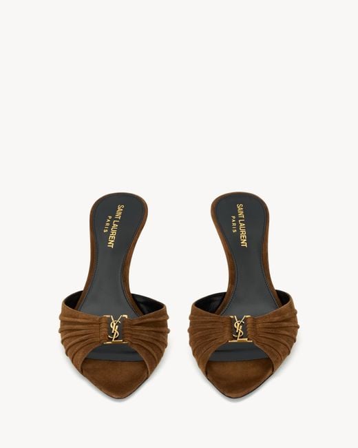 Saint Laurent Brown Suede Babylone Heeled Mules 60