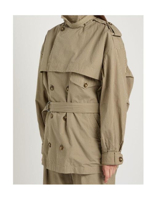 Isabel Marant Natural Claya Striped Belted Cotton Jacket