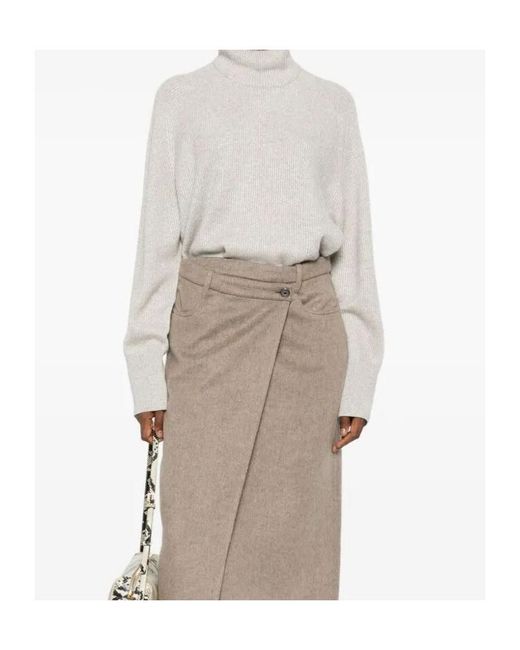 Brunello Cucinelli White Roll-Neck Cashmere Sweater