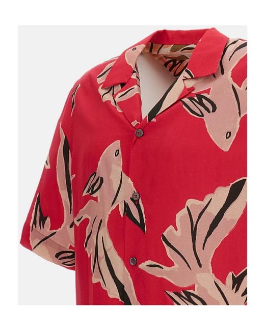 Paul Smith Red Fish Print Short-Sleeve Shirt for men