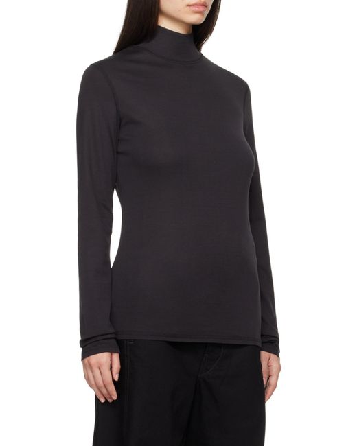 Lemaire Blue High-Neck Long-Sleeved Ribbed Top